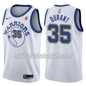 Maillot Homme Golden State Warriors Kevin Durant 35 Nike 2017-18 Hardwood Classics Blanc Swingman